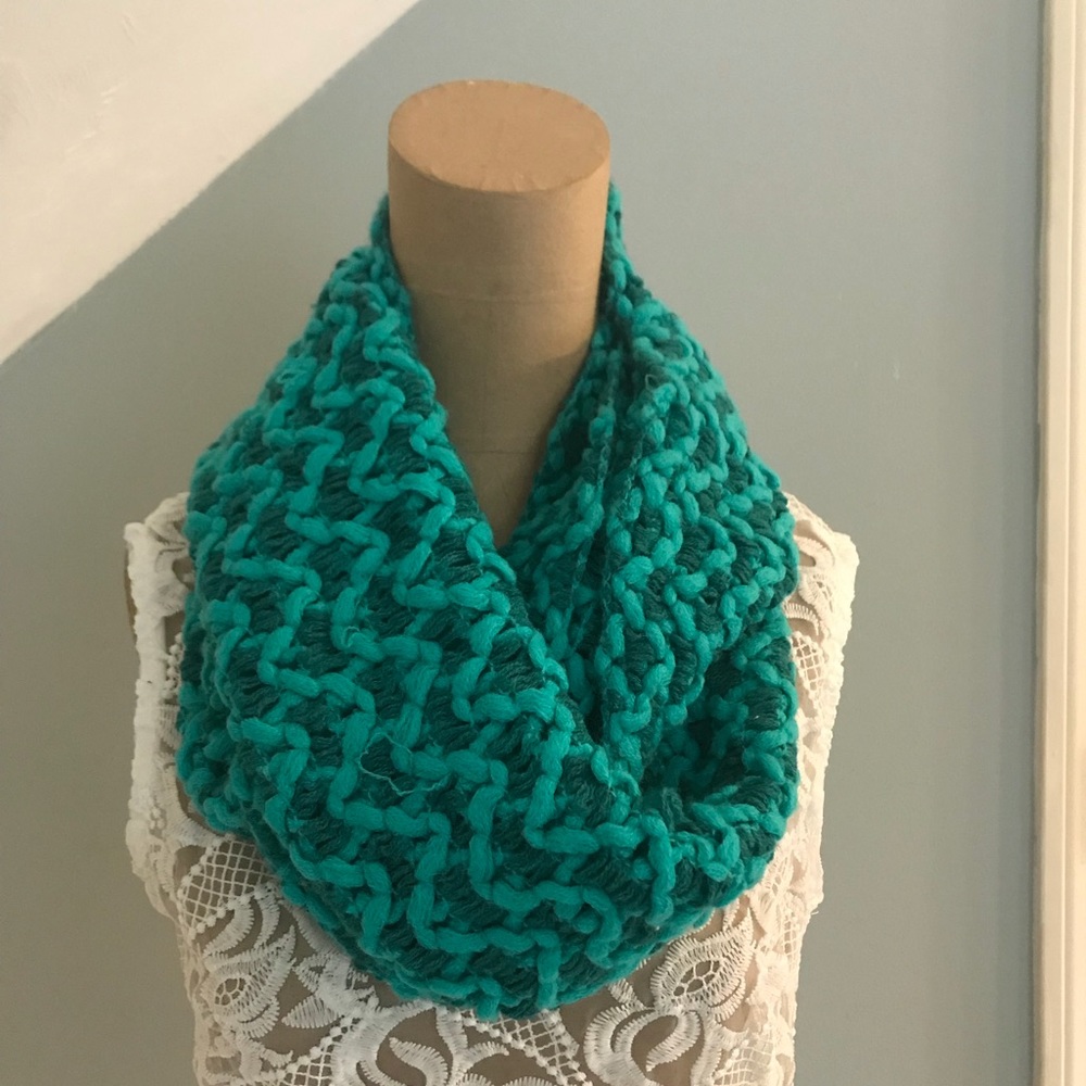 Blue Knit Infinity Scarf